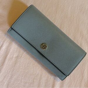 Grey Pebble Tri-Fold Tory Burch Wallet